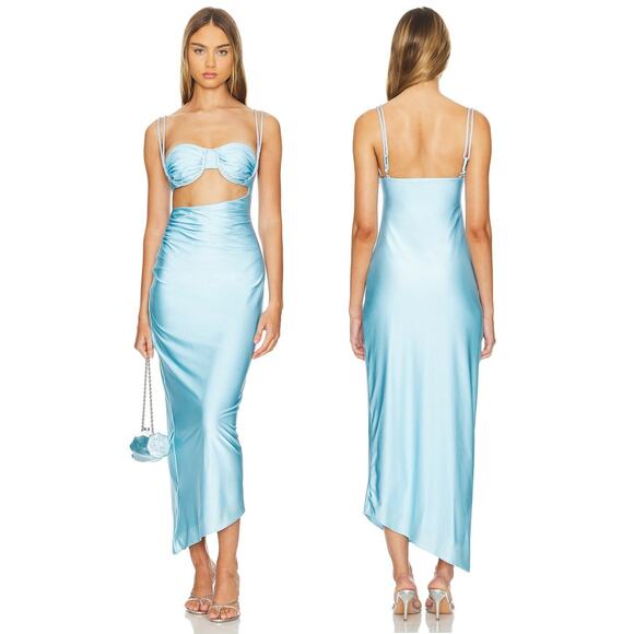 Baobab Lula Maxi Dress Satin Cutout Party Statement Beach Weddings Formal Sz M - Picture 1 of 9